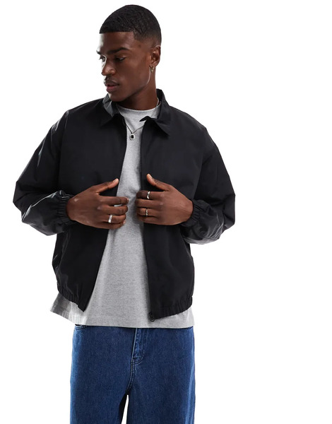  Asos Design Lightweight Harrington Jacket In Black 