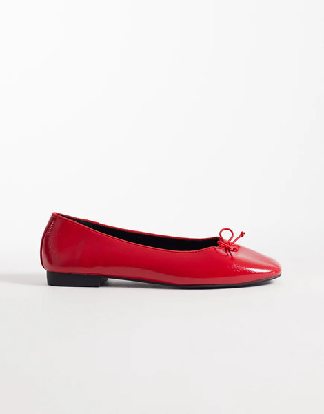  Asos Design Lion Bow Ballets In Red 
