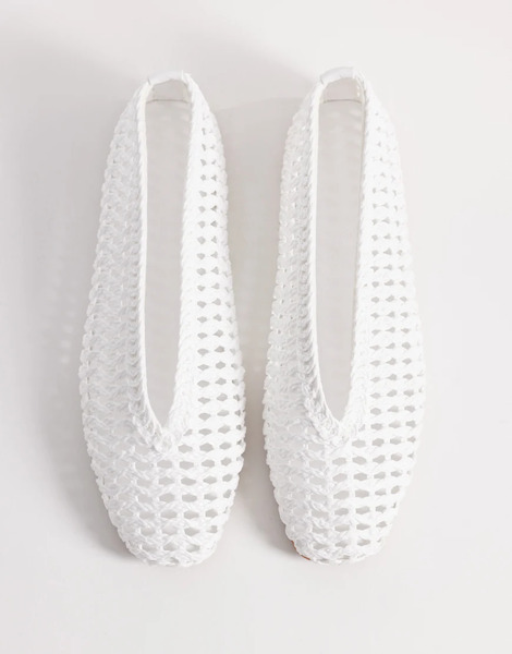  Asos Design Lioness Weave Ballets In White 