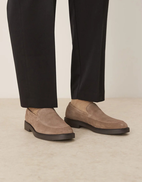  Asos Design Loafer In Suede With Plain Apron Grey 