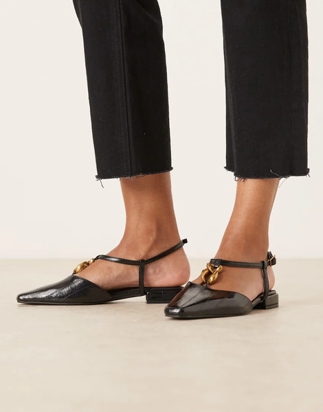  Asos Design Lockhart Chisel Toe Trim Detail Slingback In Black 