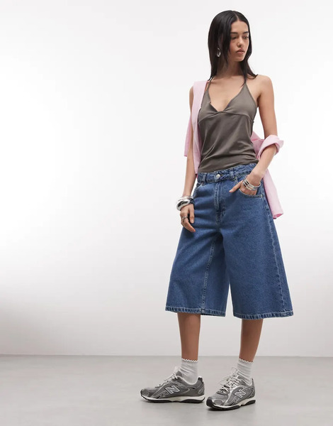  Asos Design Longer Bermuda Short In Mid Blue 