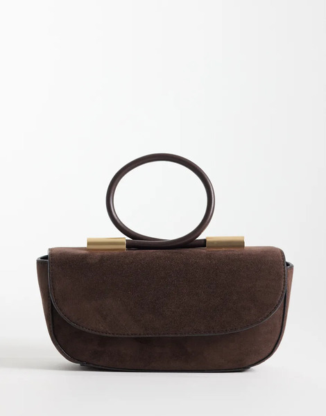  Asos Design Loop Handle Clutch In Chocolate Brown 