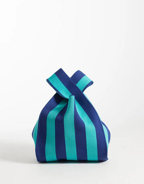  Asos Design Loop Through Clutch Bag In Blue Stripe Green 