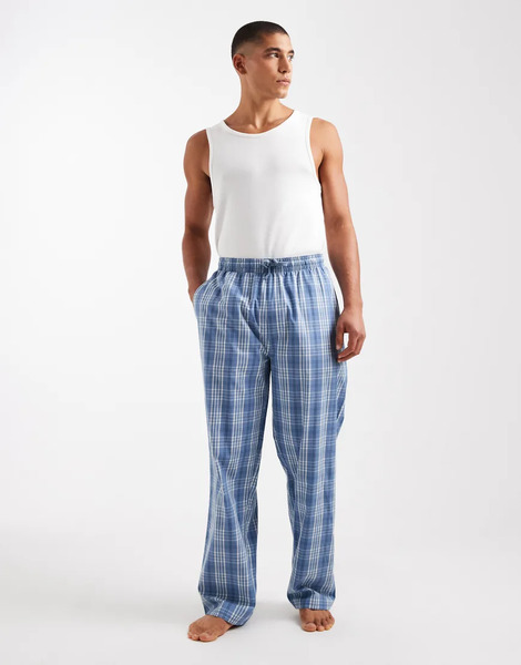  Asos Design Lounge Bottoms In Blue Check Multi 
