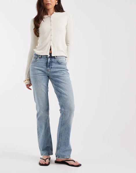  Asos Design Low Rise Slim Flare In Light Tint Blue 