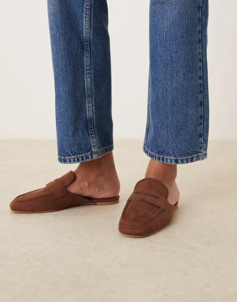  Asos Design Magnet Loafer Mules In Tan Suedette Brown 