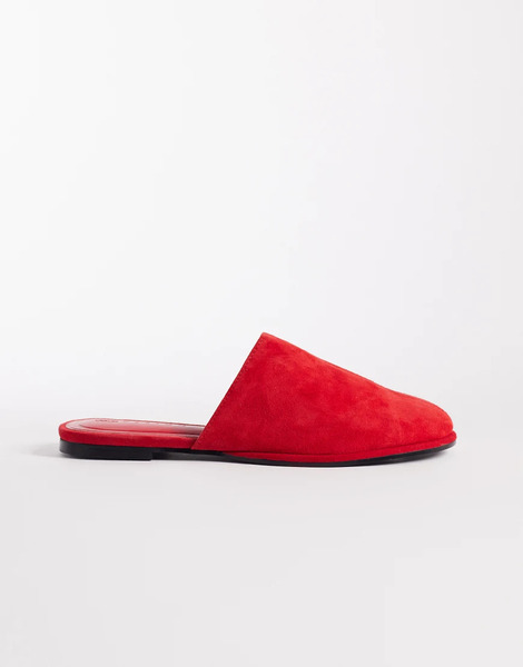  Asos Design Magnolia Premium Suede Mules In Red 