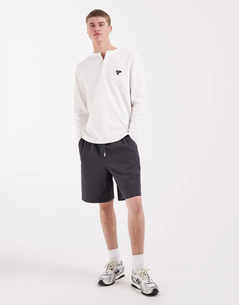 Asos Design Mid Length Elasticated Jort In Charcoal Grey 
