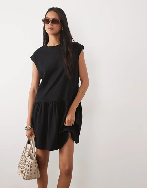  Asos Design Mini Smock Dress In Black 