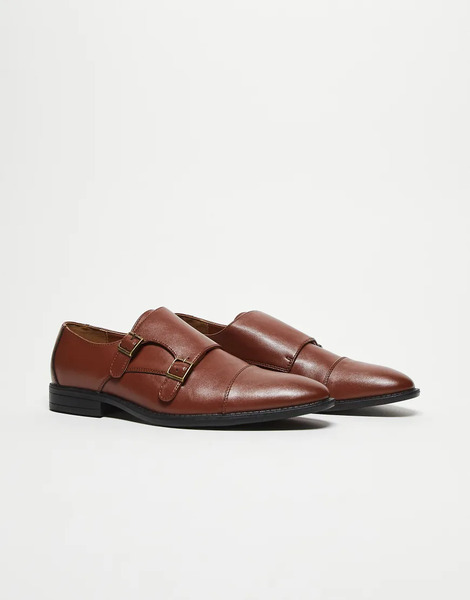  Asos Design Monk Shoes In Tan Brown 