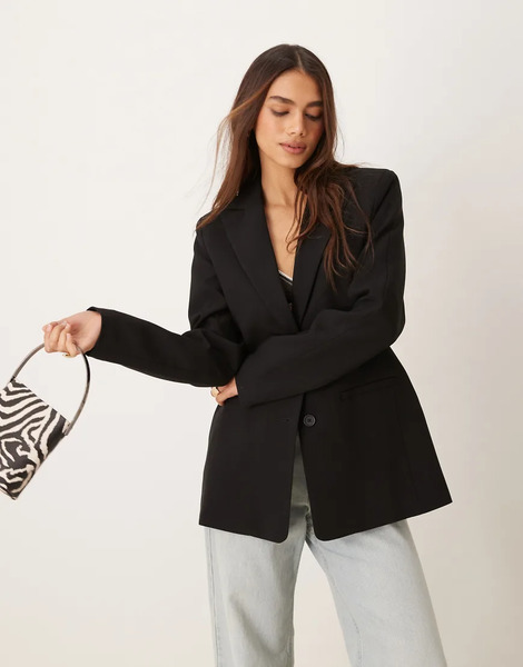  Asos Design Moulded Hip Blazer In Black 