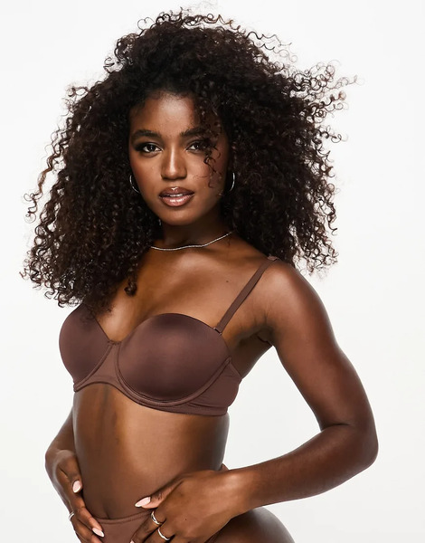  Asos Design Moulded Multiway Underwired Bra In Brown   Brown 