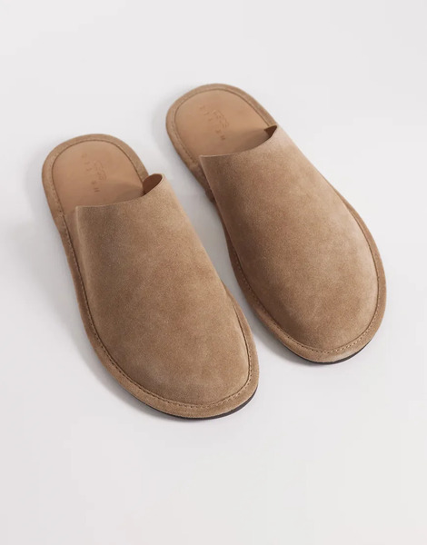  Asos Design Mule In Stone Suede Neutral 