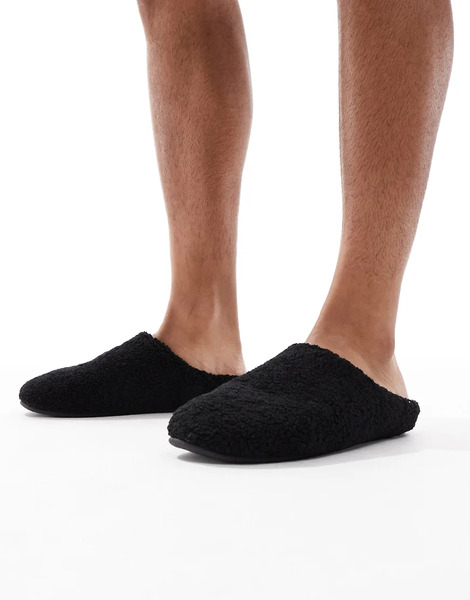  Asos Design Mule Slippers In Black Borg 