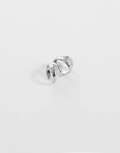  Asos Design Multi Row Ear Cuff In Silver 