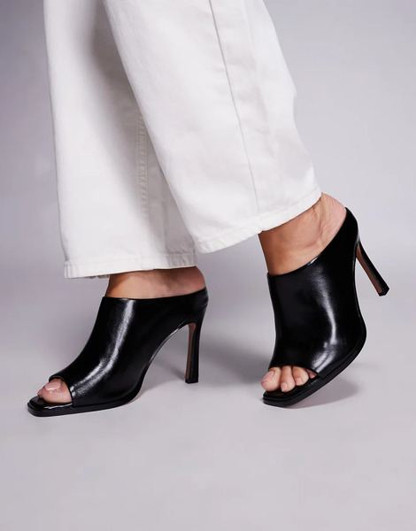  Asos Design Nessa High Heeled Mules In Black 