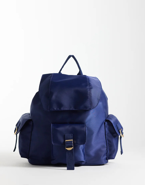  Asos Design Nylon Backpack In Navy 