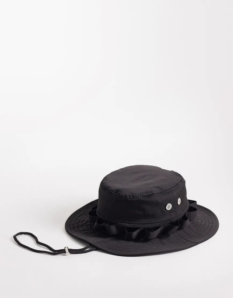  Asos Design Nylon Boonie Bucket Hat In Black 