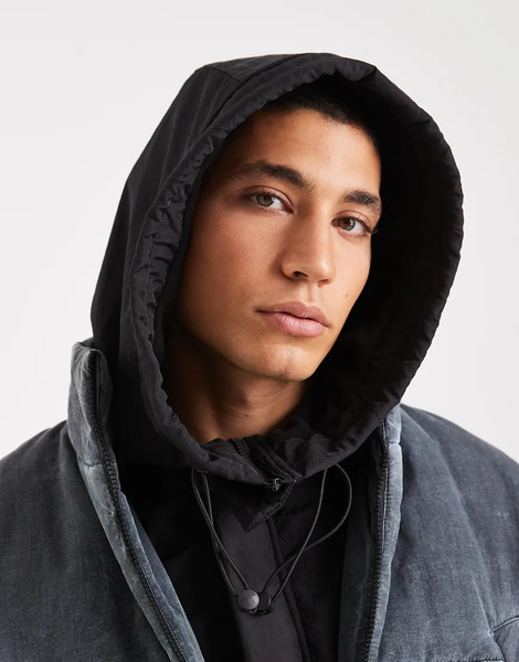  Asos Design Nylon Hood In Black 