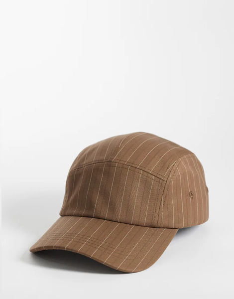  Asos Design Nylon Tech Stripe Cap In Brown 