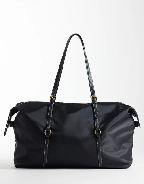  Asos Design Nylon Weekend Bag In Black 