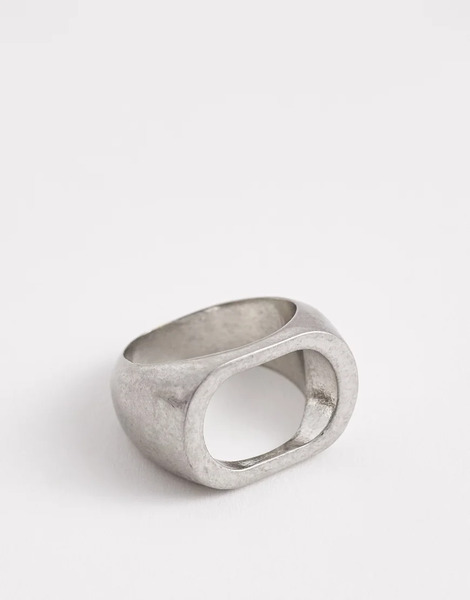  Asos Design Open Top Signet Ring In Silver 