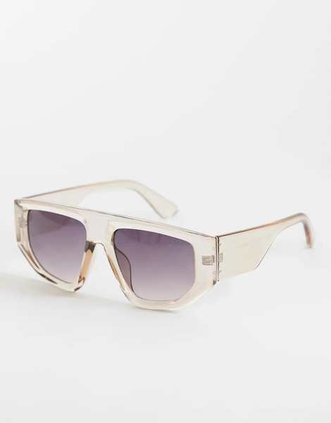  Asos Design Oversized Angular Aviator In Grey Smoke 
