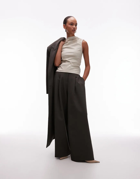  Asos Design Oversized Balloon Barrel Leg Trousers In Olive Green 