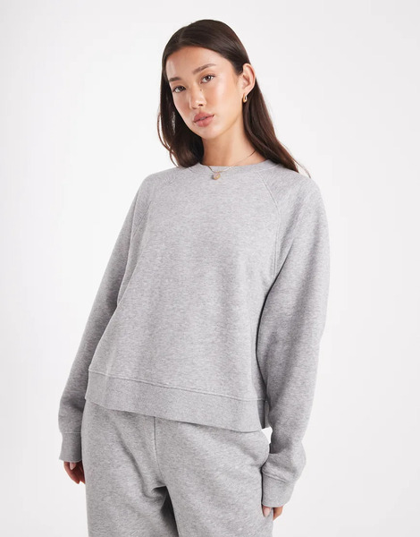  Asos Design Oversized Brushback Sweatshirt With Raglan Detail In Grey Marl 