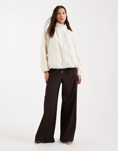  Asos Design Oversized Bubble Hem Track Jacket In Off White 