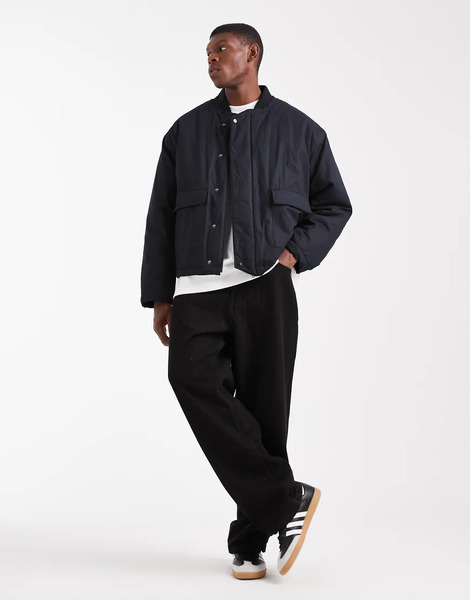  Asos Design Oversized Coach Jacket In Black 