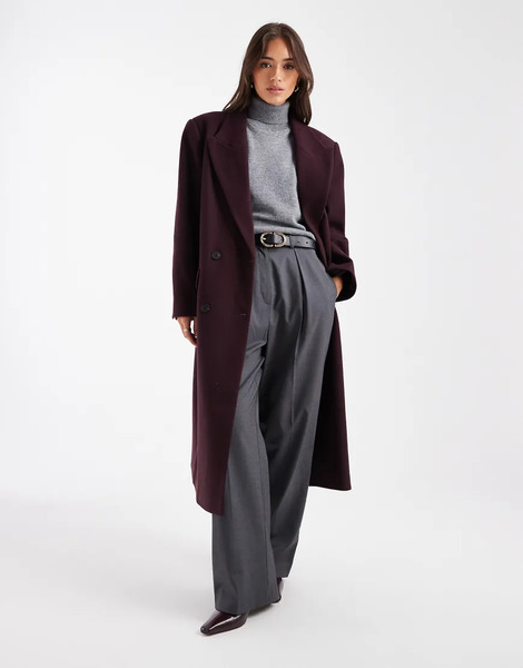  Asos Design Oversized Dad Coat In Plum Purple 