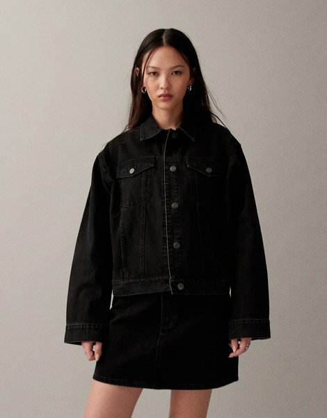  Asos Design Oversized 90's Denim Jacket In Black 