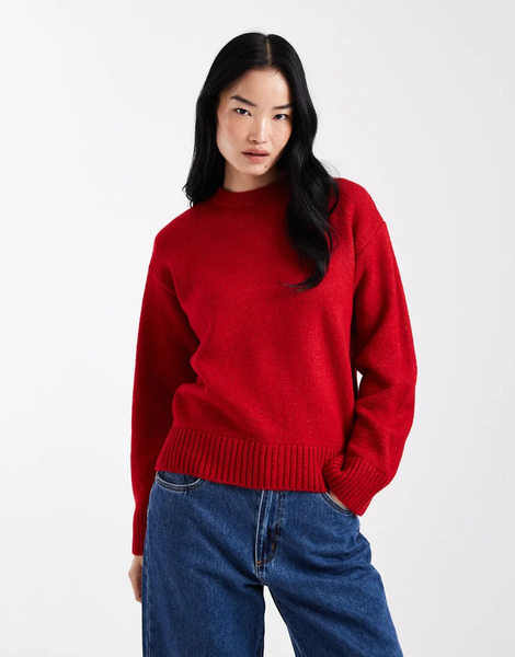  Asos Design Oversized Seam Detail Jumper In Red 