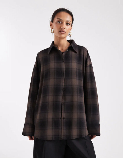  Asos Design Oversized Shirt With Wide Sleeves In Check Multi 
