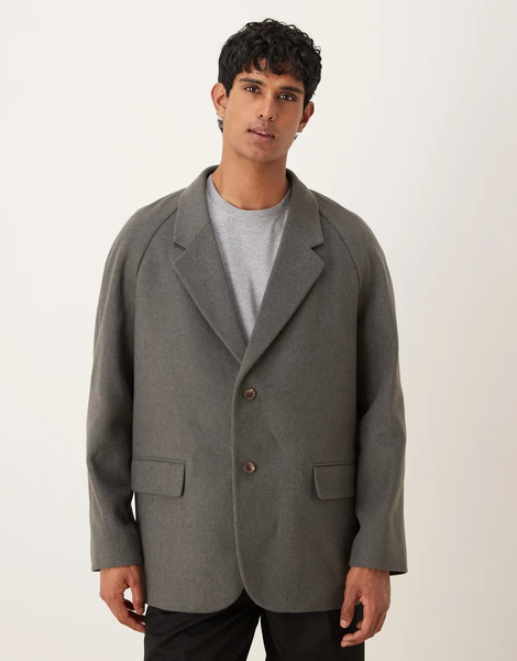  Asos Design Oversized Slouchy Blazer In Charcoal Grey 
