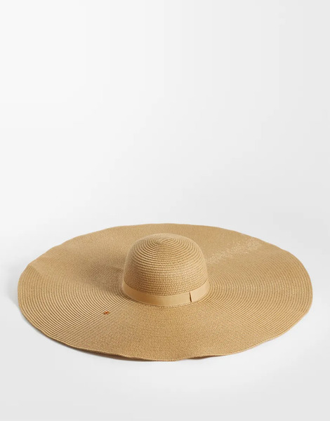  Asos Design Oversized Straw Hat In Natural Neutral 