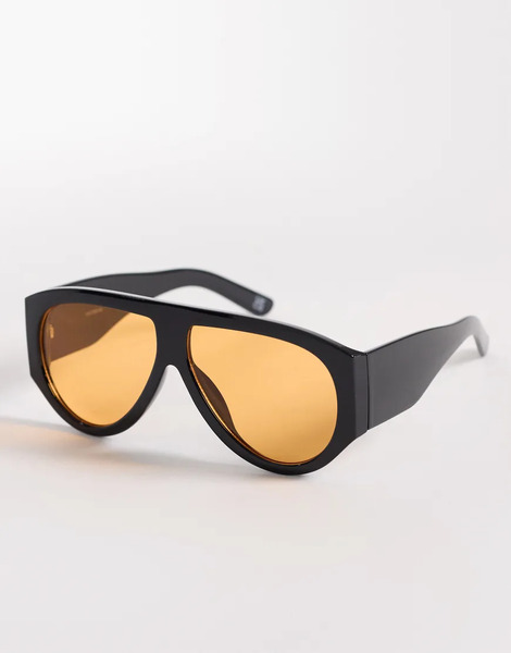  Asos Design Oversized Sunglasses In Black Frame With Orange Lens 