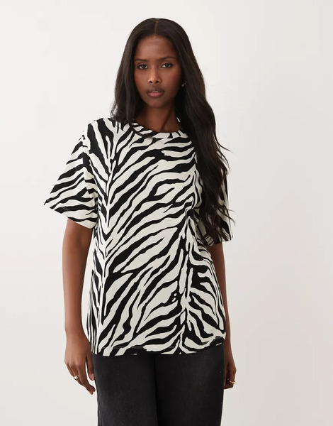  Asos Design Oversized T Shirt In Zebra Print Multi 