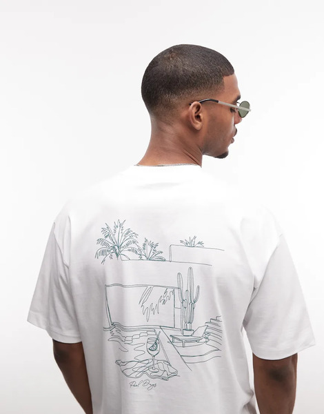  Asos Design Oversized T Shirt With Pool Outline Graphic In White 