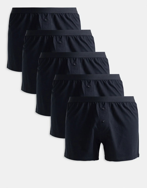  Asos Design 5 Pack Boxer In Black 