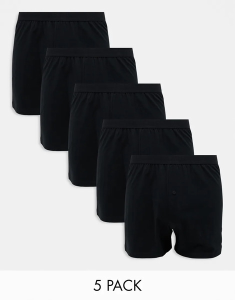  Asos Design 5 Pack Boxers In Black 