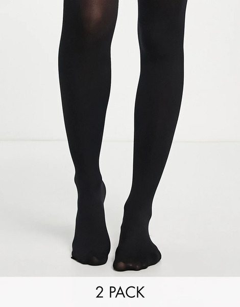  Asos Design 2 Pack 120 Denier Tights In Black 