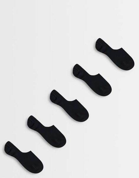  Asos Design 5 Pack Invisible Liner Socks In Black 