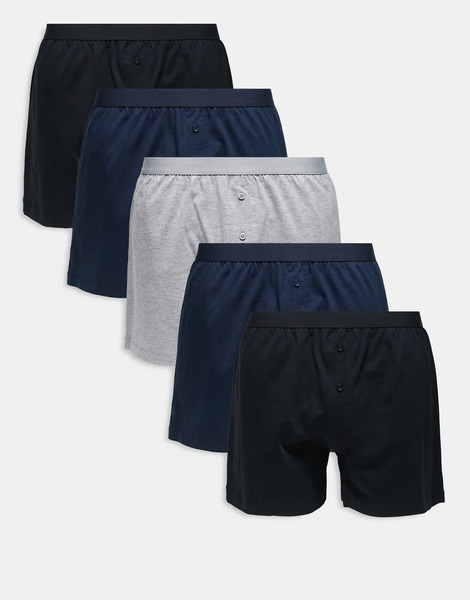  Asos Design 5 Pack Jersey Boxer In Multi 
