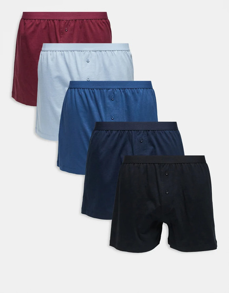  Asos Design 5 Pack Jersey Boxer In Multi 