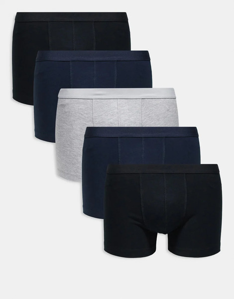  Asos Design 5 Pack Jersey Trunk In Multi 