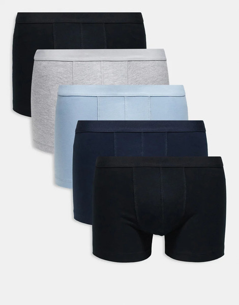  Asos Design 5 Pack Jersey Trunk In Multi 