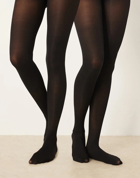  Asos Design 2 Pack Of 40 Denier Tights In Black 